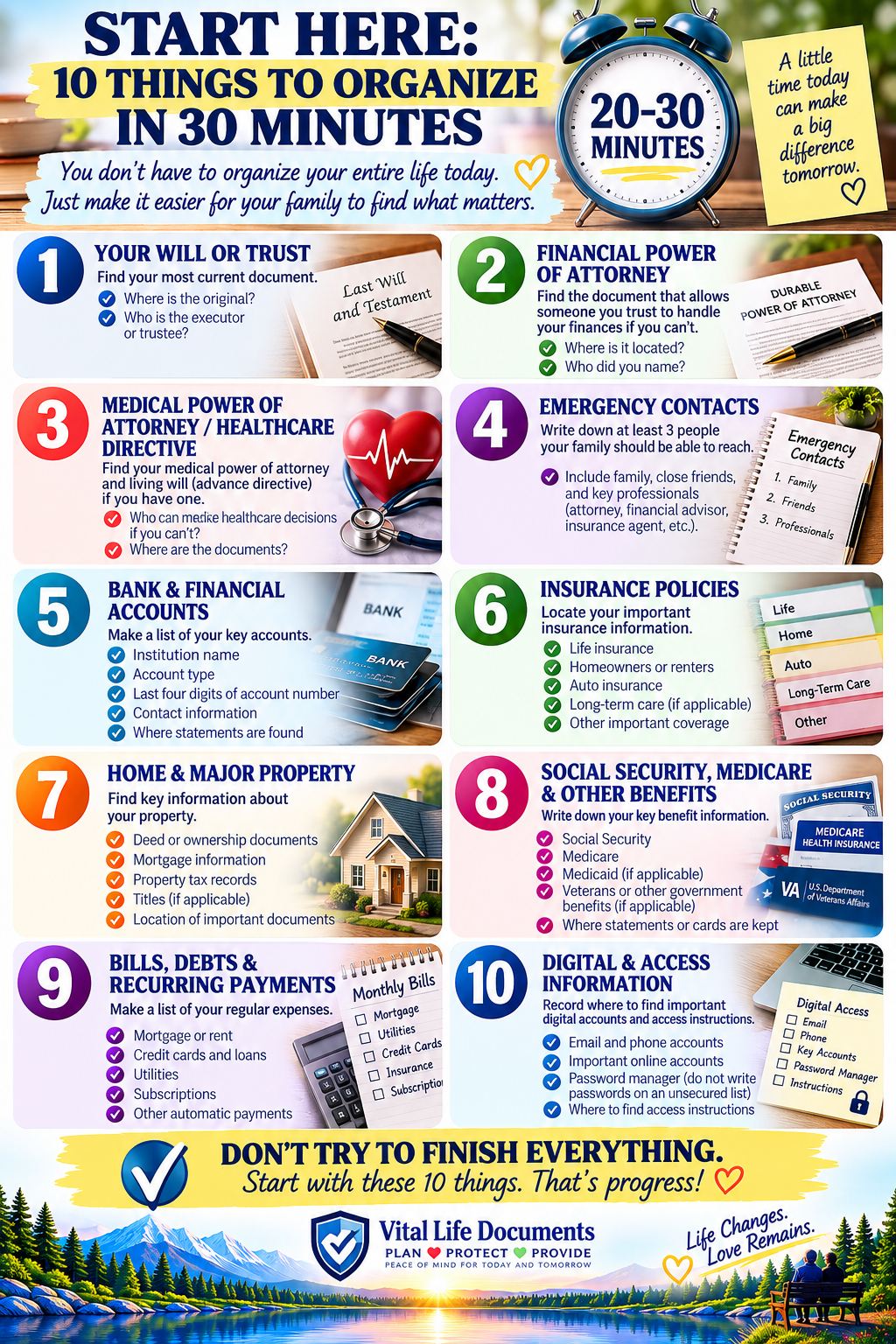 Organize your important documents — Vital Life Documents infographic